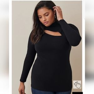  Foxy Mock Neck Cutout Long Sleeve Top